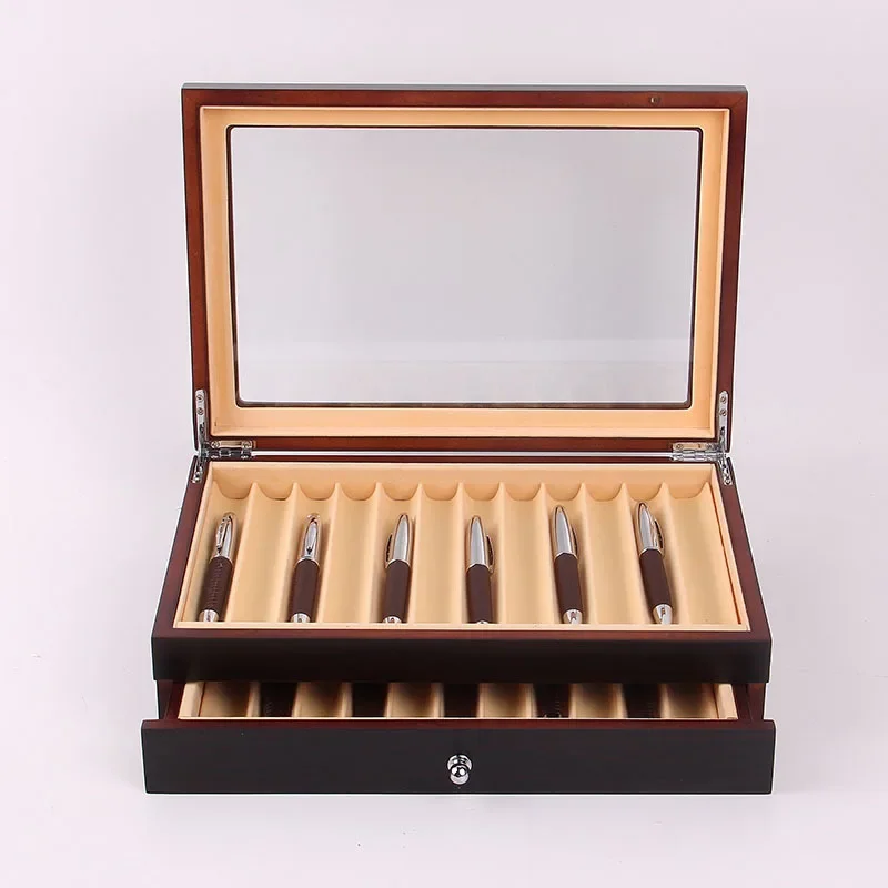 Imagem -05 - Lacquer Wooden Fountain Pen Display Organizer Box Colecionador de Luxo Organizador Papelaria Escola e Material de Escritório 12 Slots 23 Slots 34 Slots 78 Slots