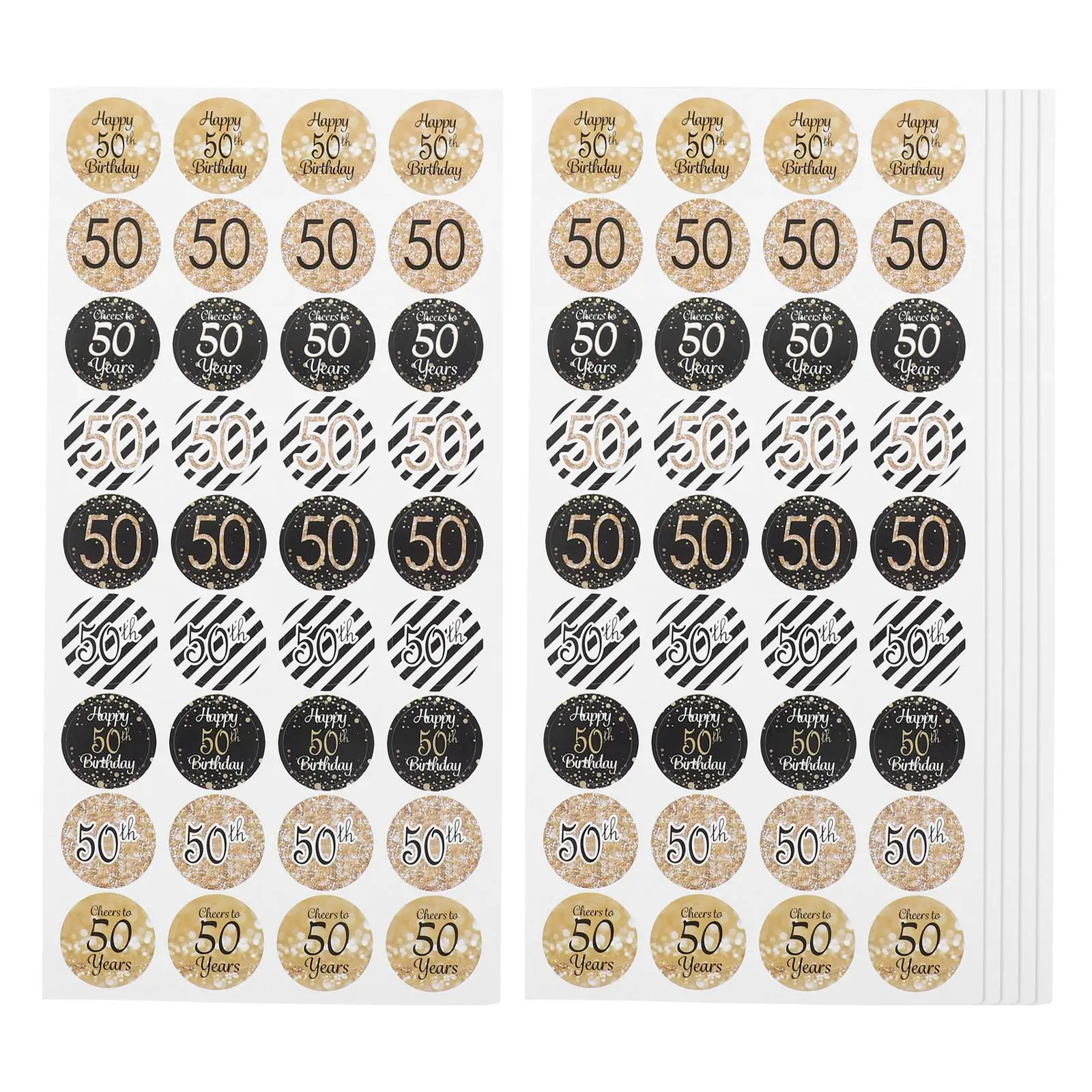 216 Pcs Birthday Stickers 50th Anniversary for Candy Packaging Party Decorations Gifts Folder Labels