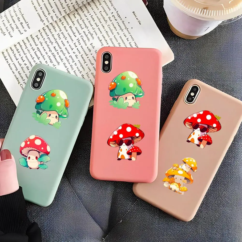 High-quality Adhesive Decals 50pcs Cartoon Mushroom Pattern Stickers for Water Bottles Laptops Notebooks Cute for Teen