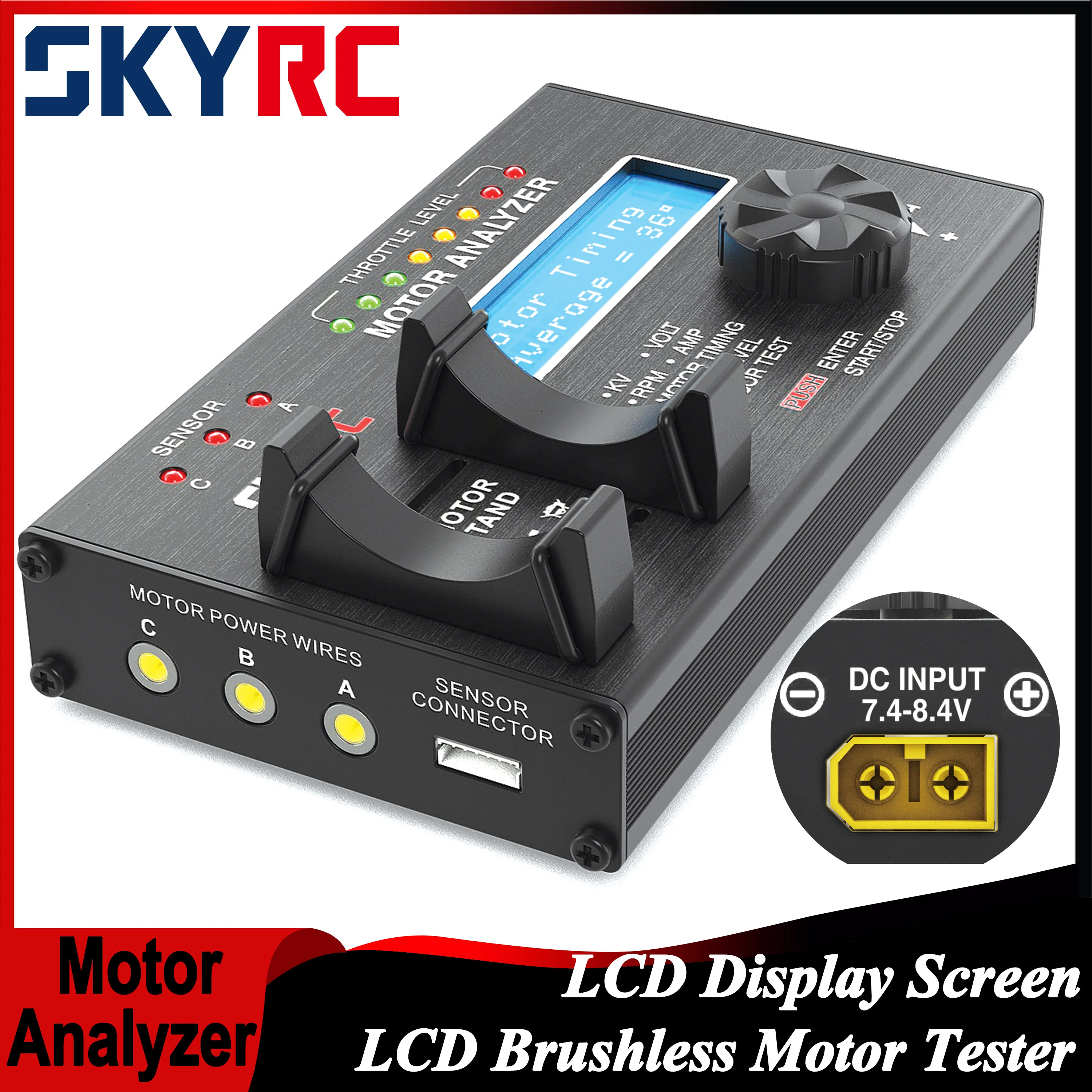 

SKYRC Motor Analyzer LCD Motor Tester with LCD Display Screen 7.4-8.4V for RC Car Sensor or Sensorless Brushless Motor SK-500020