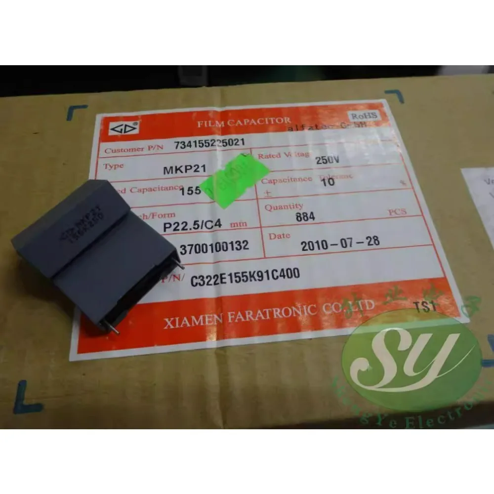 

10PCS MKP21 1.5uf/250v 1u5f 155 Brand-new 22mm film capacitor C322E155K91C