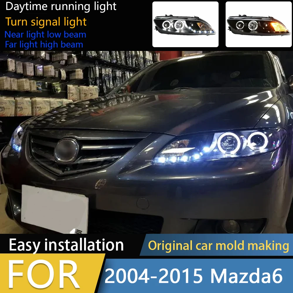 

Car Styling for Mazda 6 Headlights 2003-2015 Mazda6 Head Light DRL Turn Signal Low High Beam Projector Lens