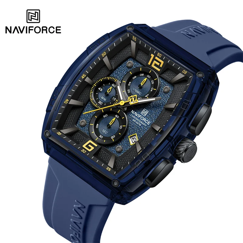 

NAVIFORCE NF6101 Модные часы для мужчин Кварцевый силиконовый ремешок 50 м Водонепроницаемые оригинальные мужские наручные часы с датой