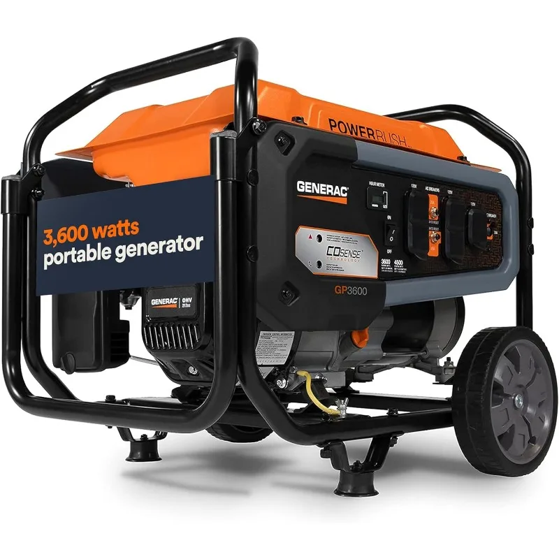 Generac 7678 GP3600 3,600-Watt Portable Generator 50-State / CARB Compliant for Reliable Power Anywhere 24