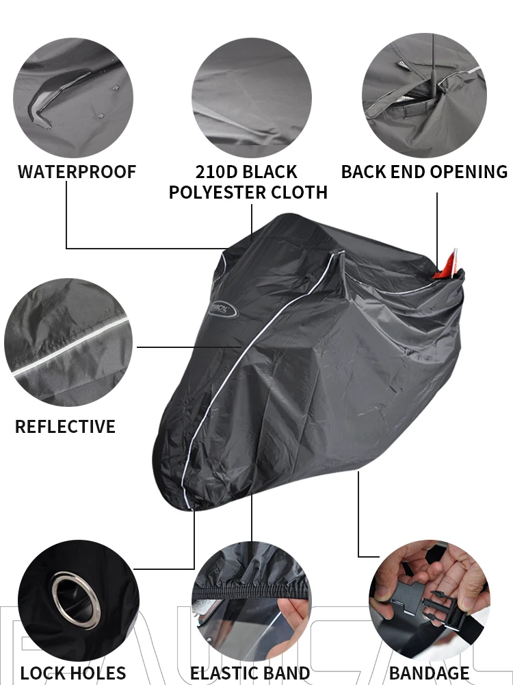 Universal Waterproof Motorcycle Cover for Honda GL1800 Goldwing Harley Indian BMW - Outdoor UV Protector Dustproof Scooter Cover