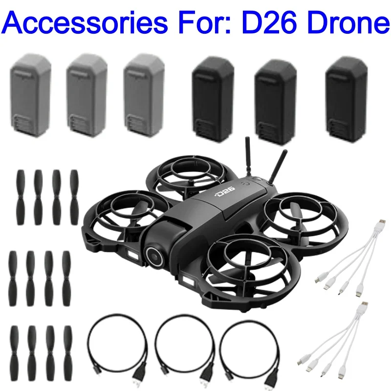 D26 Drone Spare Parts Battery 3.7V 750mAh Propeller USB Charging Line USB 4-in-1 Charging Line  Accessories For D26 RC Drone