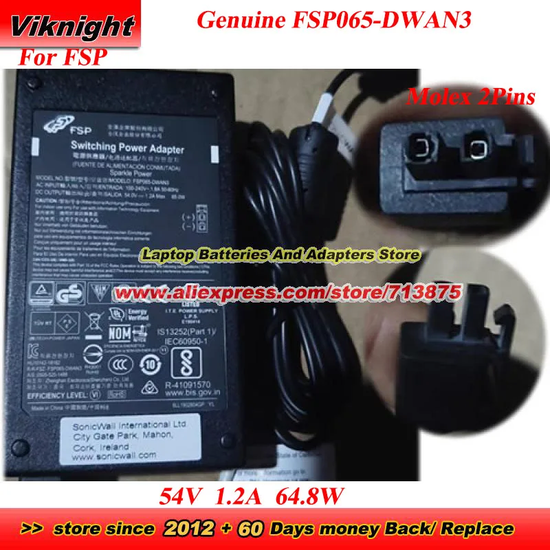 

Оригинальный адаптер переменного тока FSP 54 В, 1,2 А, 64,8 Вт FSP065-DWAN3 с 2-контактным адаптером питания Molex