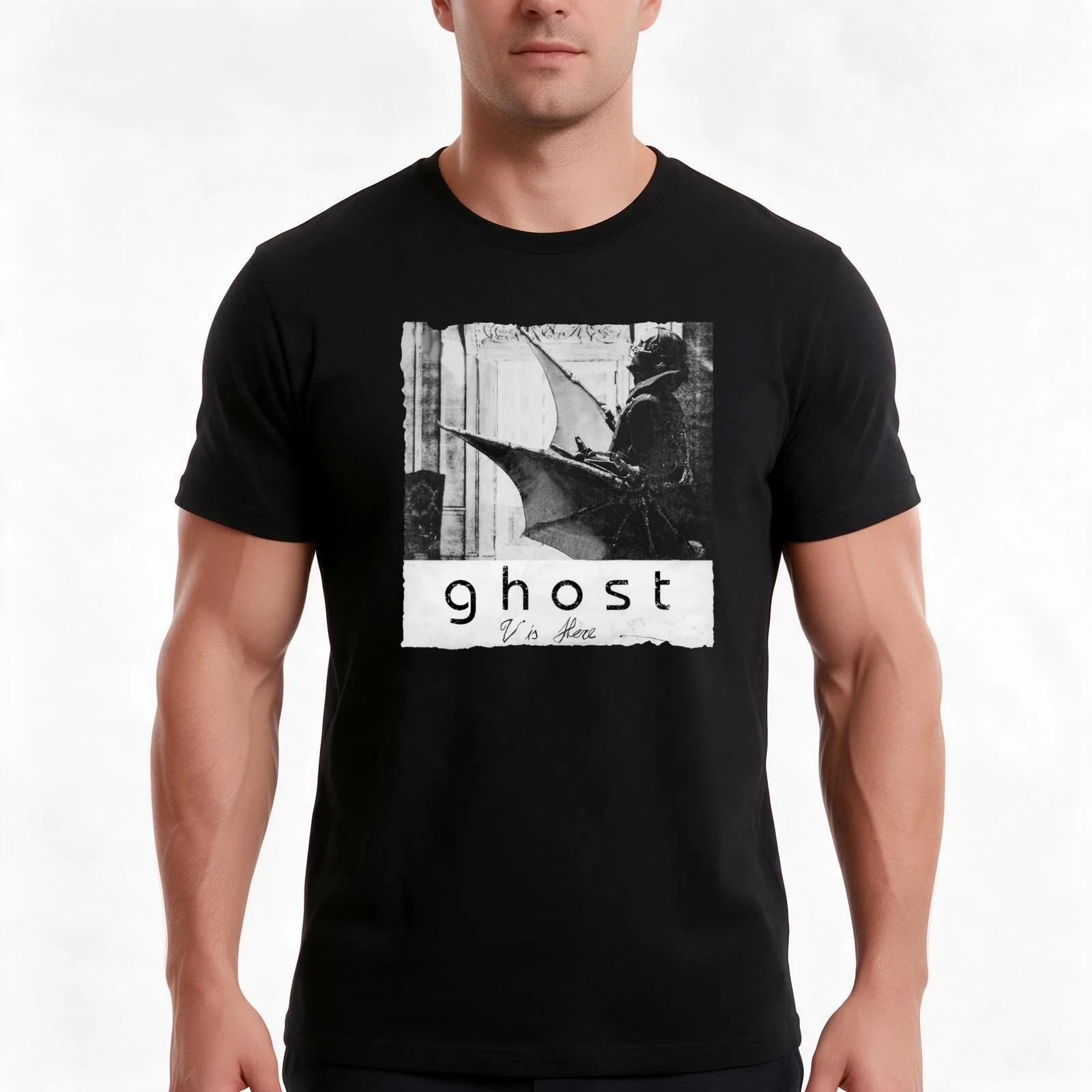 Papa V Perpetua as Bauhaus cover T-Shirt, Summer Casual Cotton Tee, Oversized Streetwear Tops, Vintage Graphic Print
