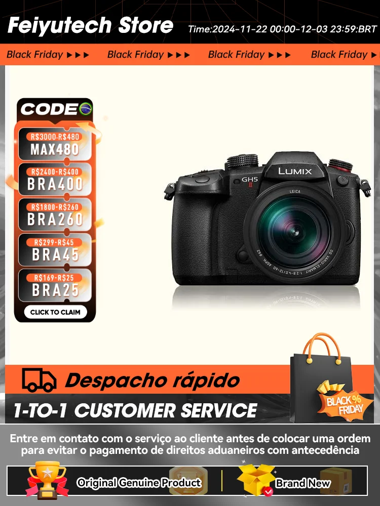 كاميرا باناسونيك LUMIX GH5 Mark II GH5M2 بدون مرآة M4/3 رقمية مدمجة 20.3MP 4K 5 محاور استقرار تصوير احترافي