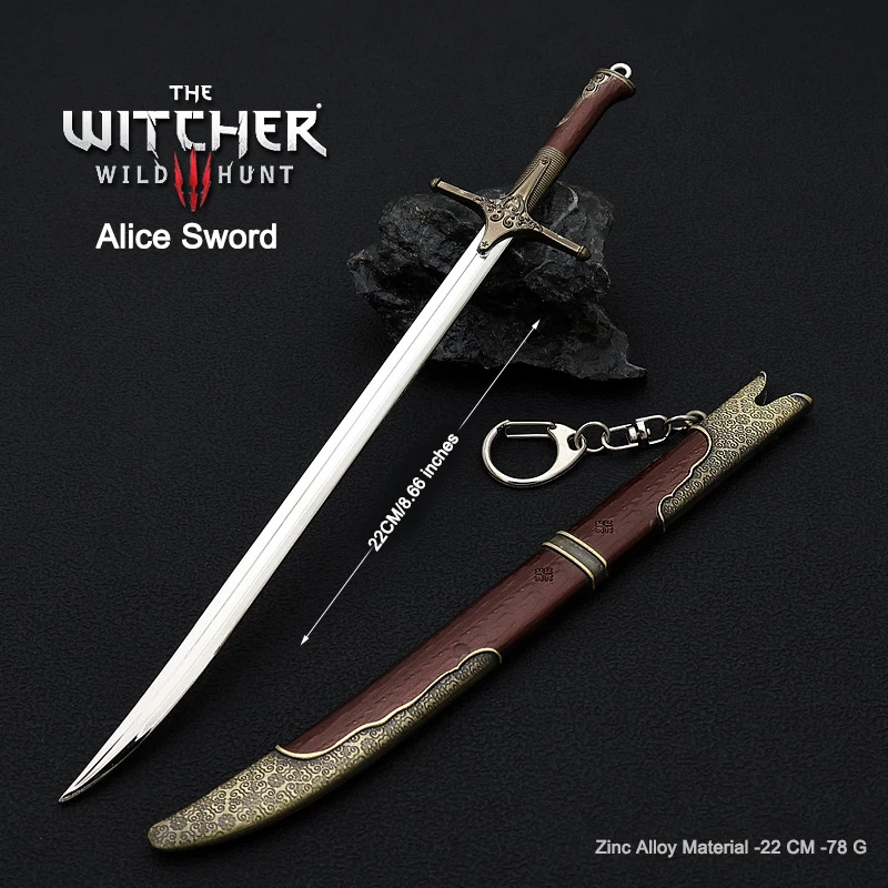 Espada Aerondight de 22CM de Metal completo con funda, hoja plateada, arma coleccionable, modelo Monster Slayer, artefacto inspirado