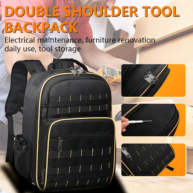

Electrician's furniture repair double-shoulder tool backpack for everyday work use