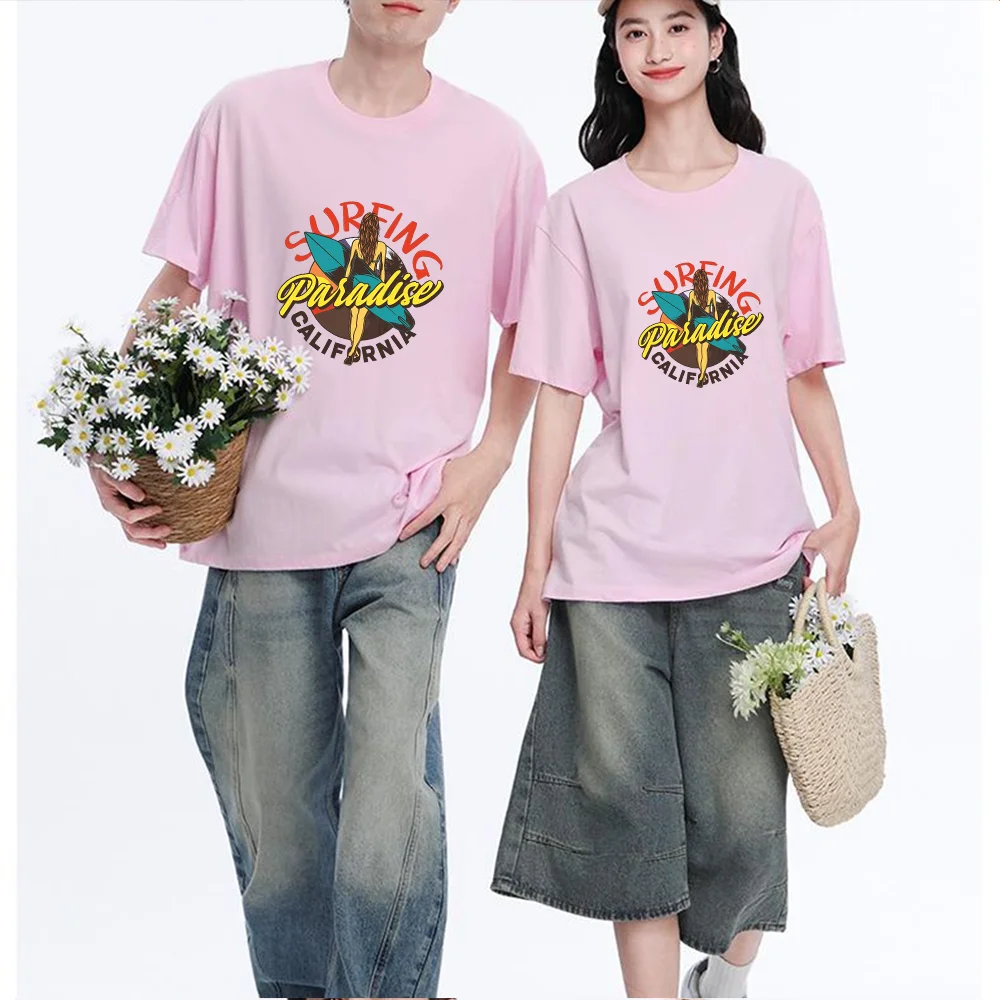 Surfing Paradise California Graphic Printed T Shirt Breathable Fabric S-XXL Personalized Custom Aesthetic Casual Short Sleeve Te