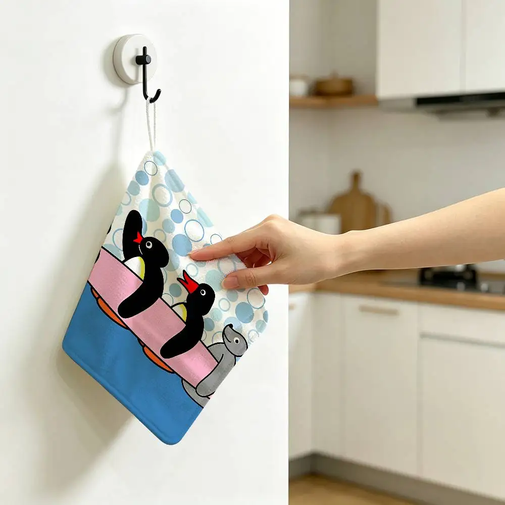 P-Pingu Hanging Kitchen Towel, Polyester Cotton Material, Multipurpose Hand Wiping Towel for Family