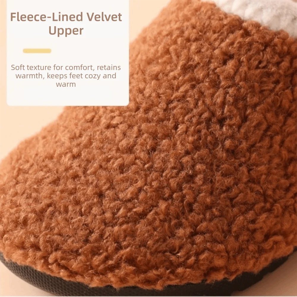 Fashion Thickned Cotton Slippers Warm Soft Sole Home Shoes Anti-slip Floor Shoes Winter