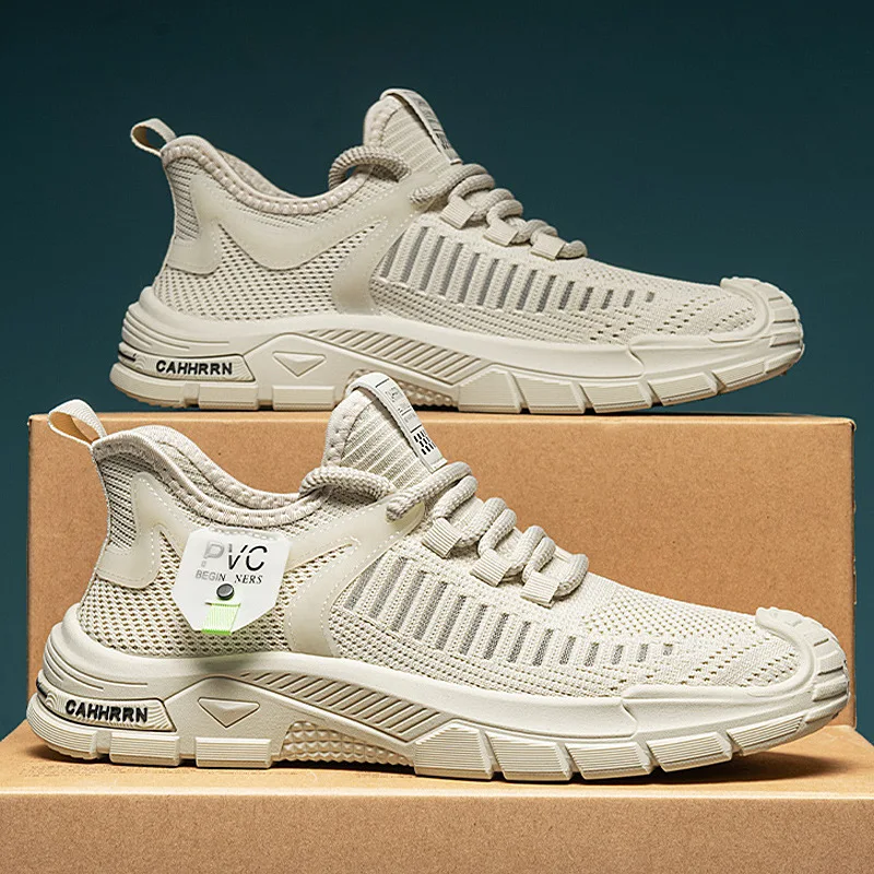 

Весенне-летняя новая мужская обувь, вязаные повседневные кроссовки, модная дышащая спортивная обувь для отдыха, молодежные кроссовки без шнуровки