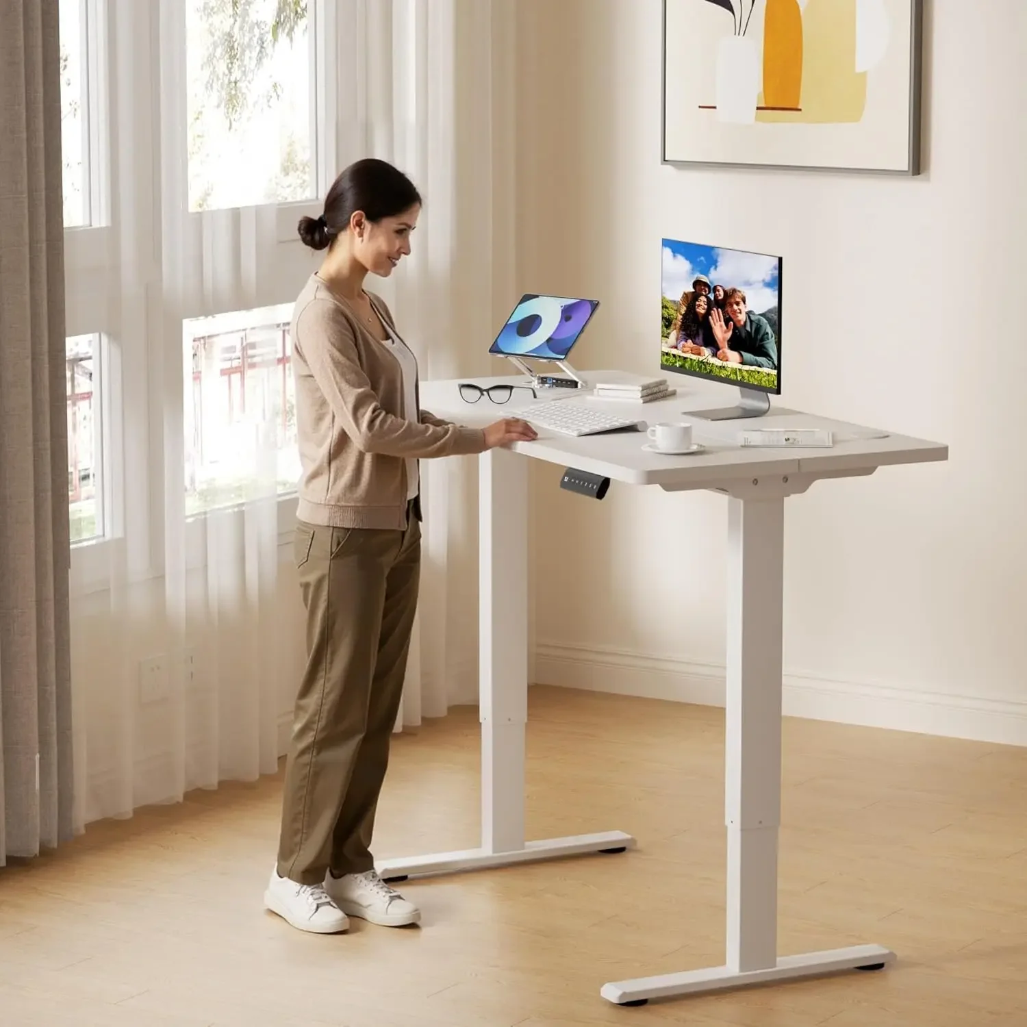 

Electric Height Adjustable Dual Motor Desk for 90 x 44 Workspace, 330 lbs Capacity, Suitable for Home and Office