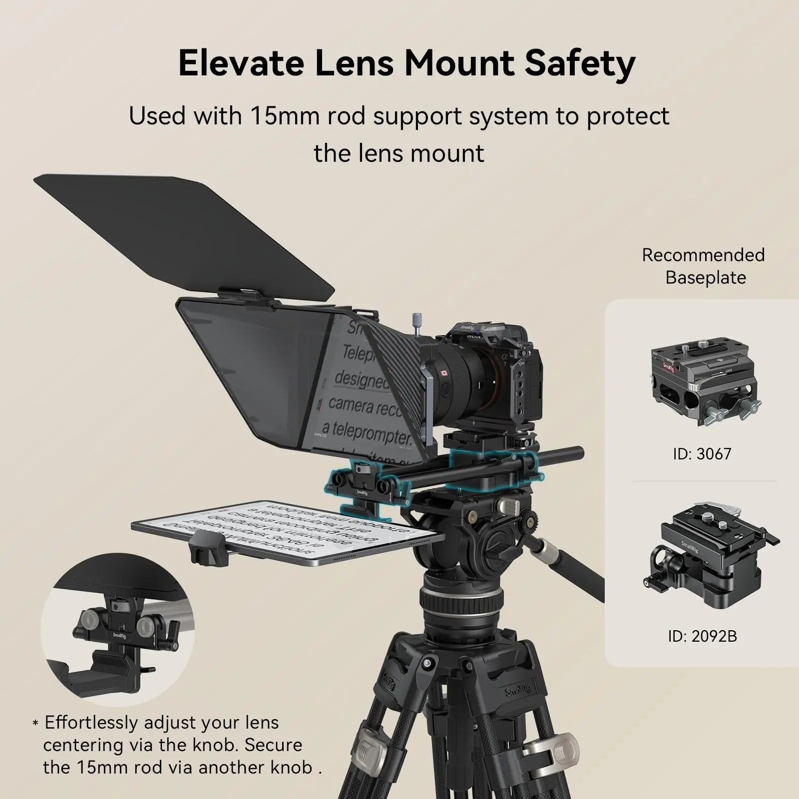 Imagem -03 - Smallrig Multifuncional Teleprompter Suporta Pdf Picture Word Dslr 3646 Tablet Ipad até 11 Gogo App Txt