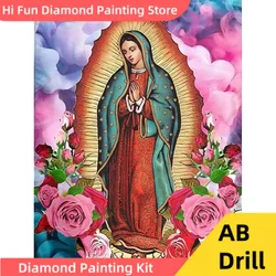 Our Lady of Guadalupe Diamond Painting AB Stones Catholic Virgin Mary Wall Art Cross Stitch Embroidery Diamond Mosaic Home Decor