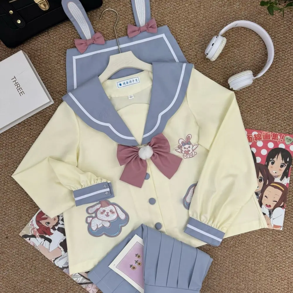Uniforme modello coniglio giapponese Abito da marinaio blu Abito da asilo Jk Stile carino a maniche corte Stile college Gioco di ruolo Ragazza