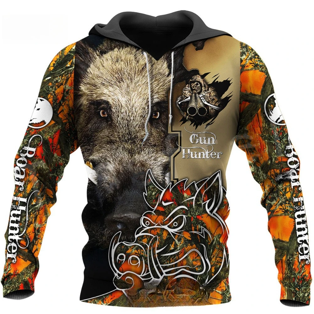 Boar Hunting Orange Camo 3D Printed Jacket Men men Harajuku Hoodie Unisex Casual Streetwear Sweatshirt Pullover Tops Hoodie