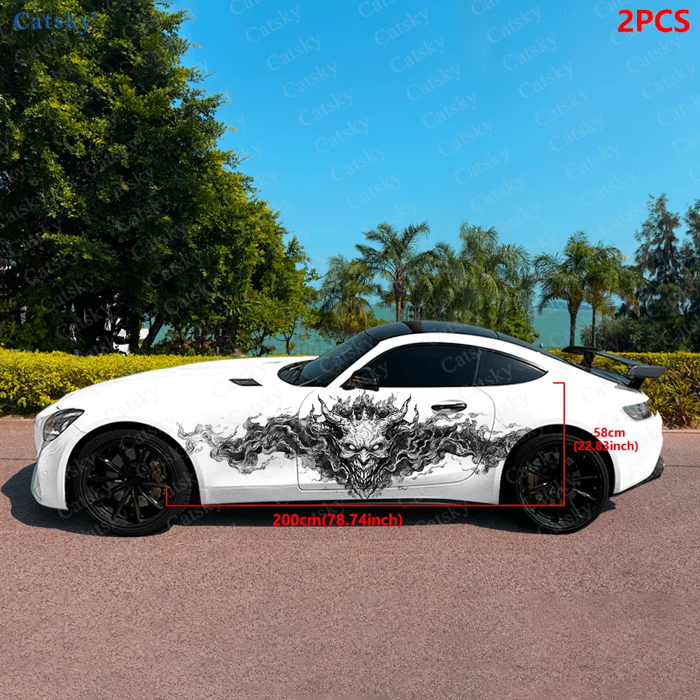 Dark Devil God high-quality creative pattern stickers for car body, door side, two fashionable stickers, two decorations suitabl