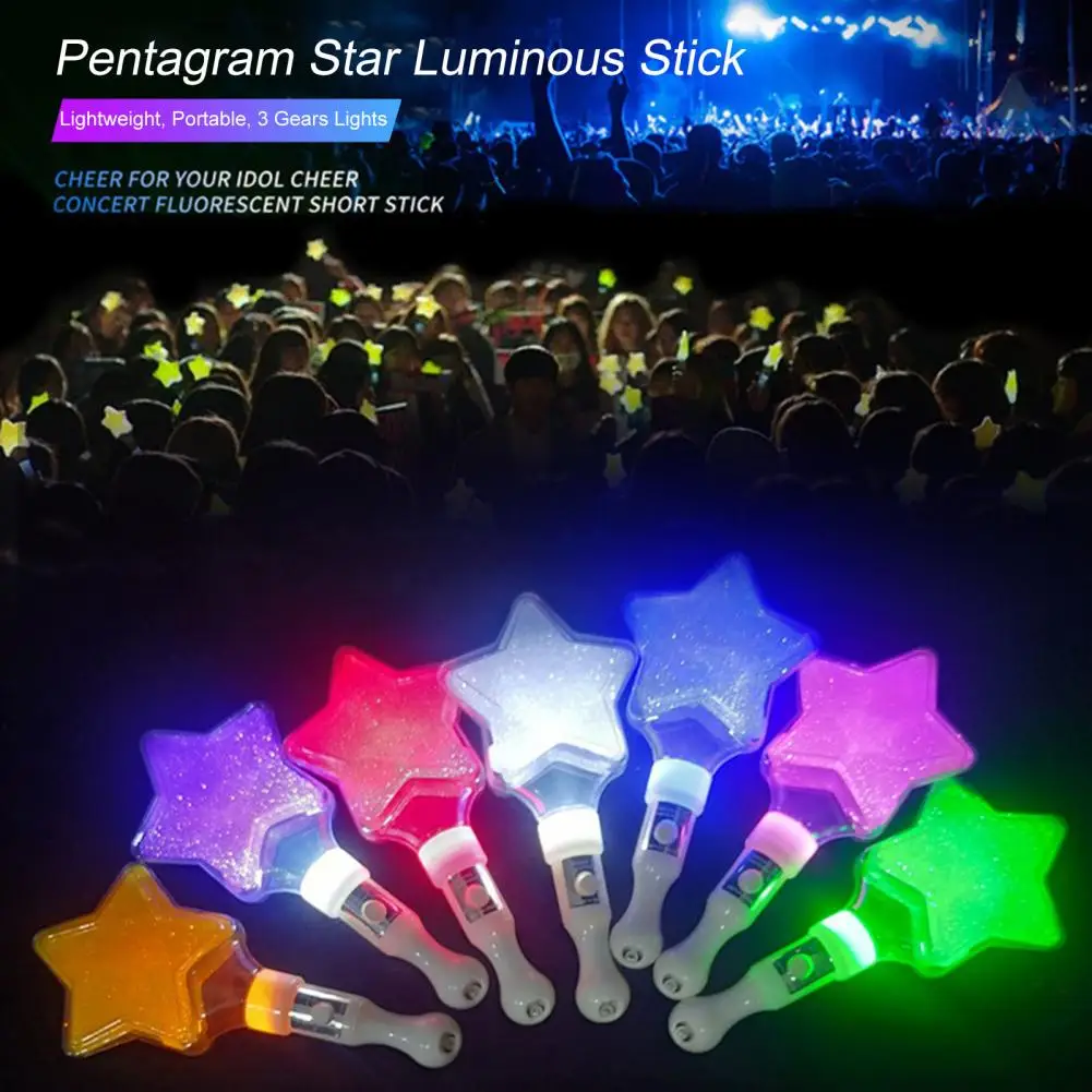 1 Pc LED Glow Cheer Stick Three Gear Lights Add Cheerful Pentagram Star Luminous Stick Colorful RGB Concert Party Accessories