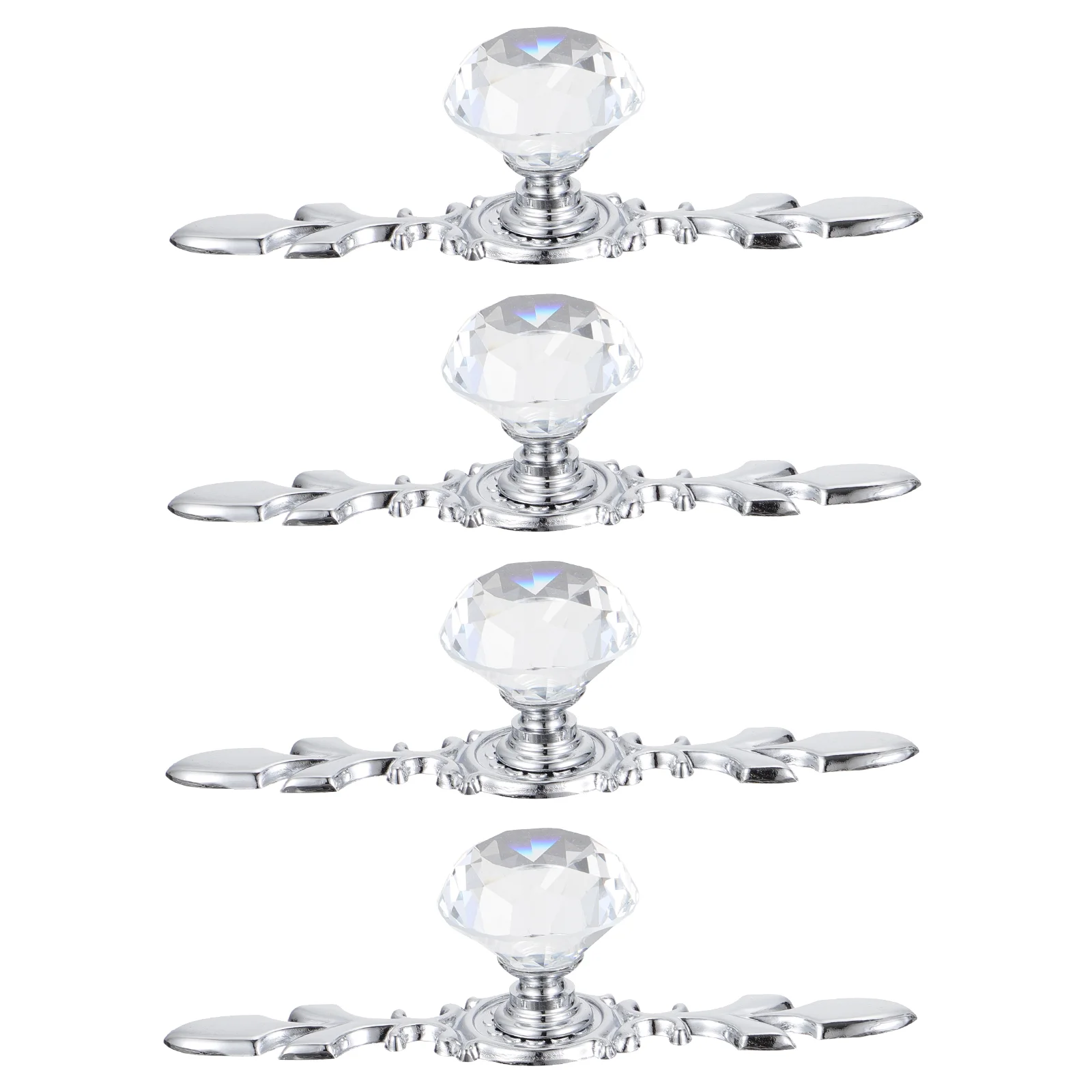 

4 Pcs Single Hole Crystal Handle Door Handles Wardrobe Pull Furniture Doorknob Indoor Exquisite Knobs Zinc Alloy