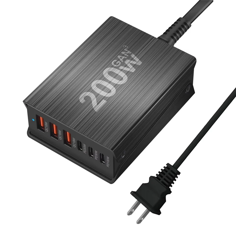 ABSQ-200W Gan Charging Station USB Type-C Fast Charger For Iphone 12-15  US-PLUG