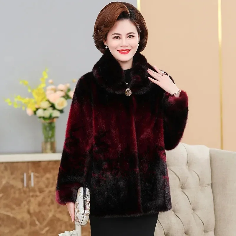 

Зимняя шуба для мам среднего и пожилого возраста. Плюшевая и утолщенная шуба из норки для бабушки. Одежда для пожилых людей C55