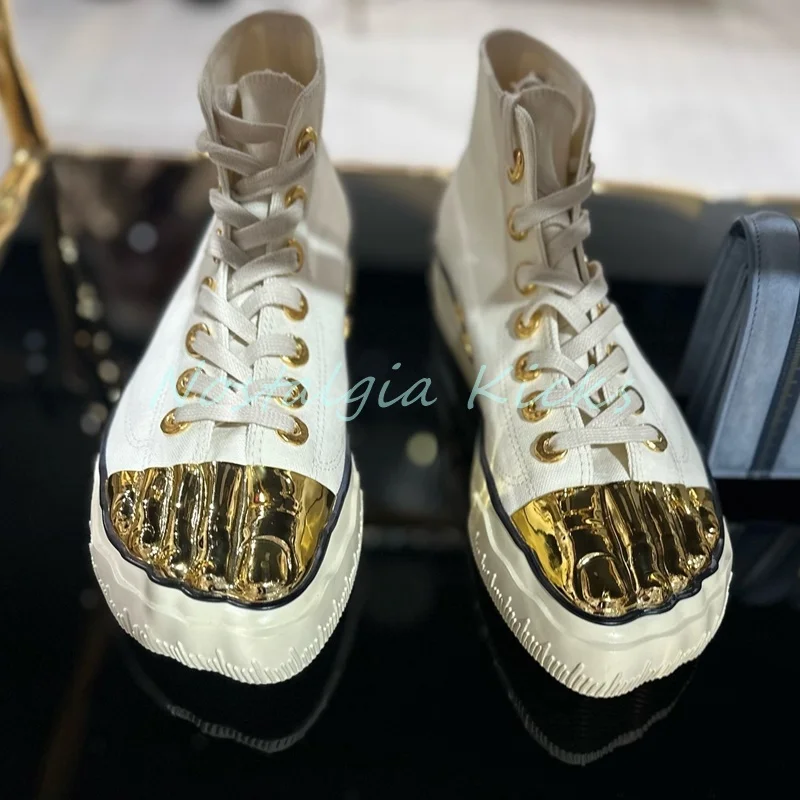2025 Street Style Lace Up Flat Sneakers Classic Unisex Gold Five-Finger Canvas Shoes Vintage Black Designer Couple Shoes