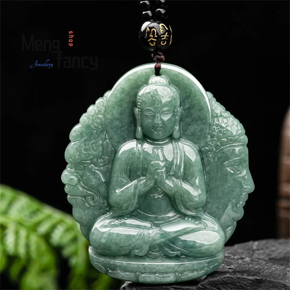 

Natural A-goods Jadeite Dainichi Rulai Jade Pendant Zodiac Sheep Monkey Guardian God of Destiny Buddha Exquisite Fashion Jewelry