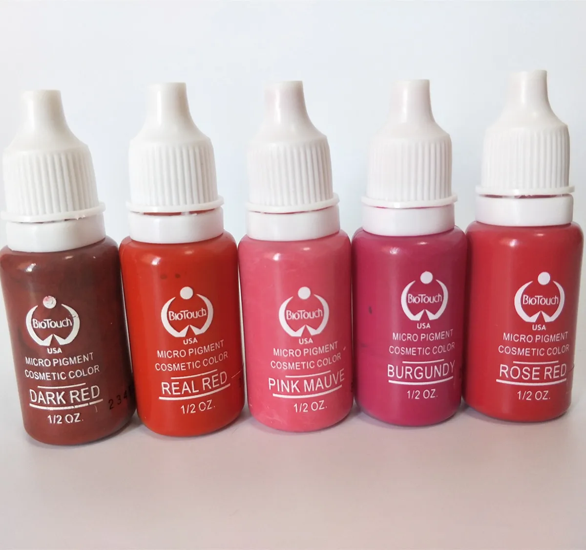 Permanent Makeup Ink 5 Red Black Brown Colors Sets Assorted Bio-Touch Micro Tattoo Pigment 15ml