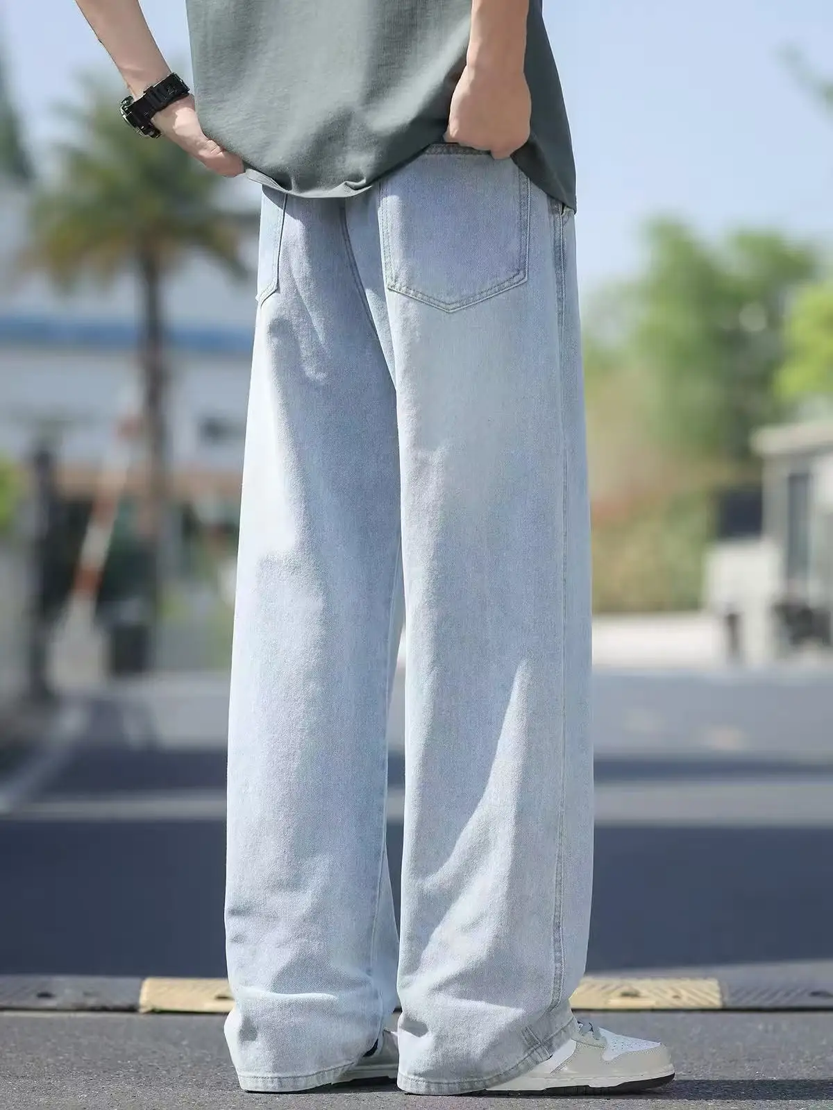Loose Wide Leg Casual Pants Women's Loose Drapey Floor-Length Trousers Comfortable Lightweight High Waist Straight Cut Jeans