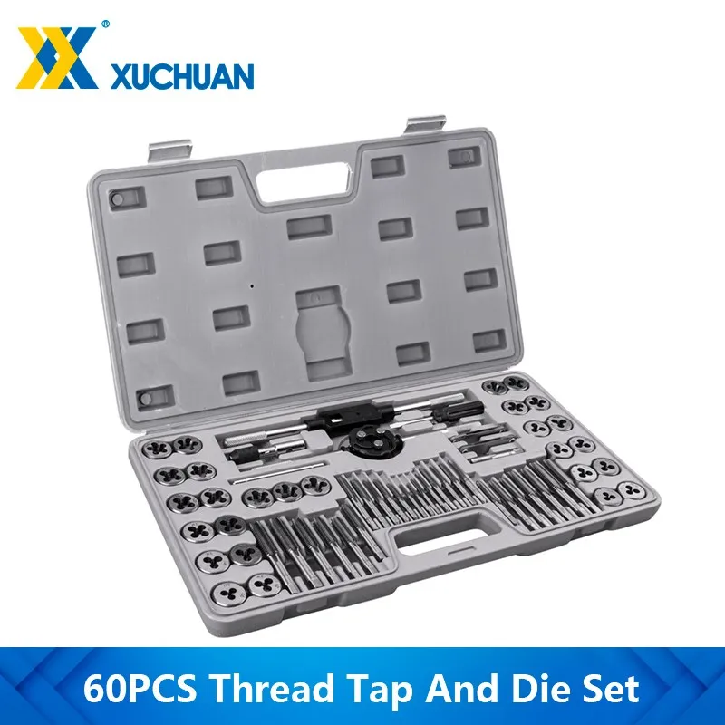 

Tap and Die Set 60pcs Metric and Inch Size Bearing Steel for Coarse and Fine Threads Tools Hand Tools