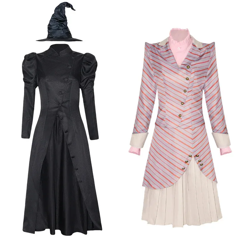 

Movie Wicked Elphaba Thropp Cosplay Costume Glinda Black Witch Dress Hat Uniform Wicked Witch of The West Halloween Party Women