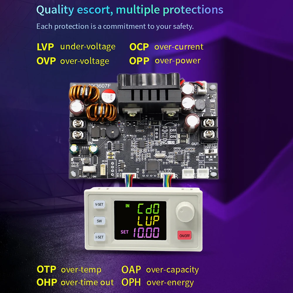 XY3607F 36V 7A 252W Boost Buck Converter CC CV Step-Up Step-Down Module LCD Adjustable Regulated Stabilized Voltage Power Supply