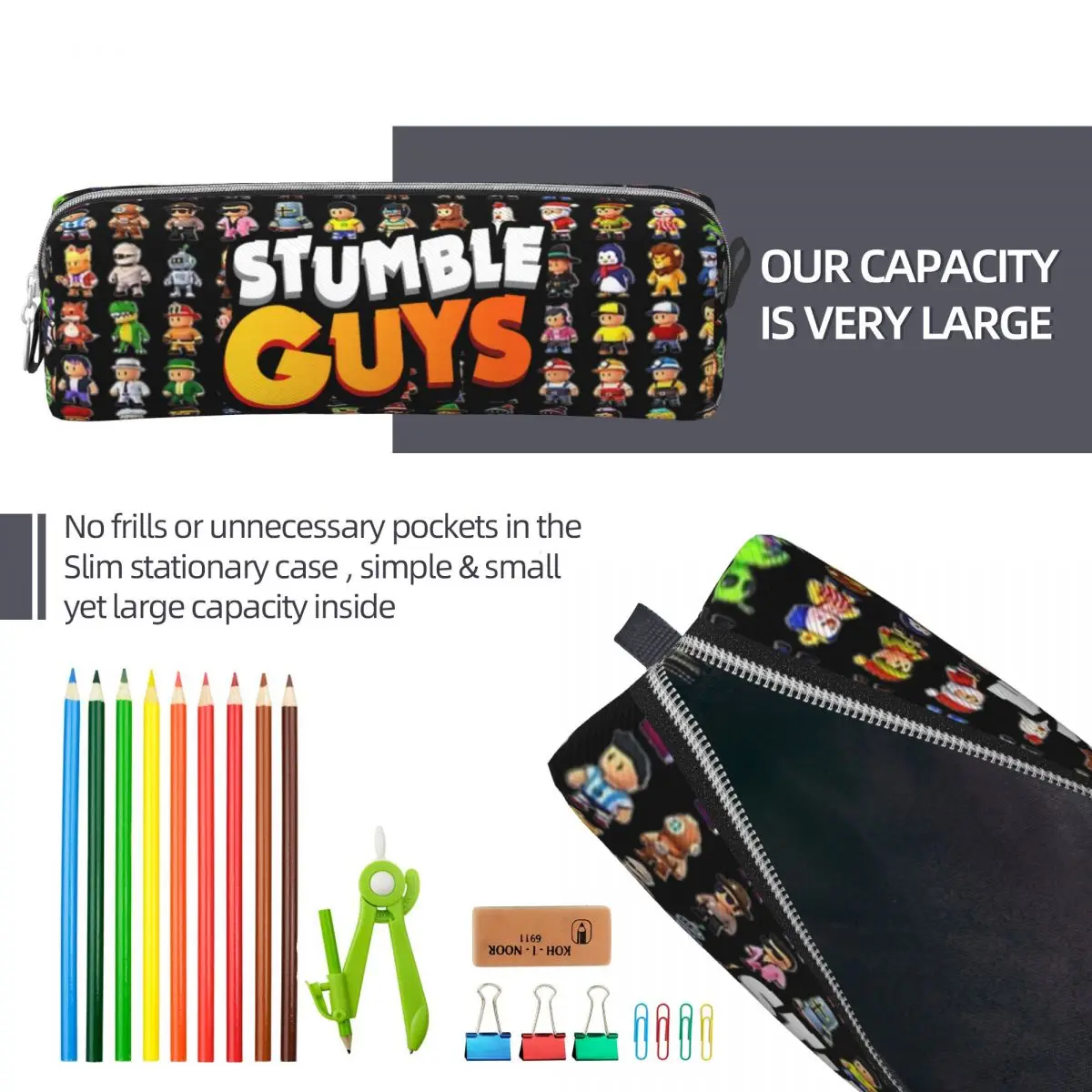 Nowy piórnik Stumble Guys Game Cartoon Pencil Pouch Pen Box dla studentów Torba o dużej pojemności Uczniowie Prezent szkolny Artykuły papiernicze