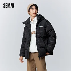 Jaqueta semi-down masculina, cor contrastada, costura, estilo ao ar livre, inverno, novo, 2023