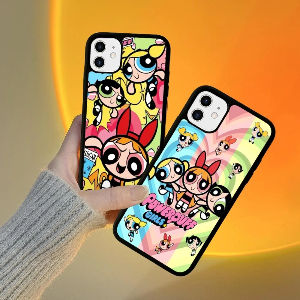 Cute-P-Powerpuffes-G-Girls Phone Case Silicone PC+TPU For For iPhone  11 12 13 14 15 16 Plus Pro Max Cover