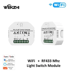 1/2Gang Light Switch DIY Module Wifi RF 433 Mhz Automation Wireless Wall Panels Remote Control Smart Life Tuya Alexa Google Home