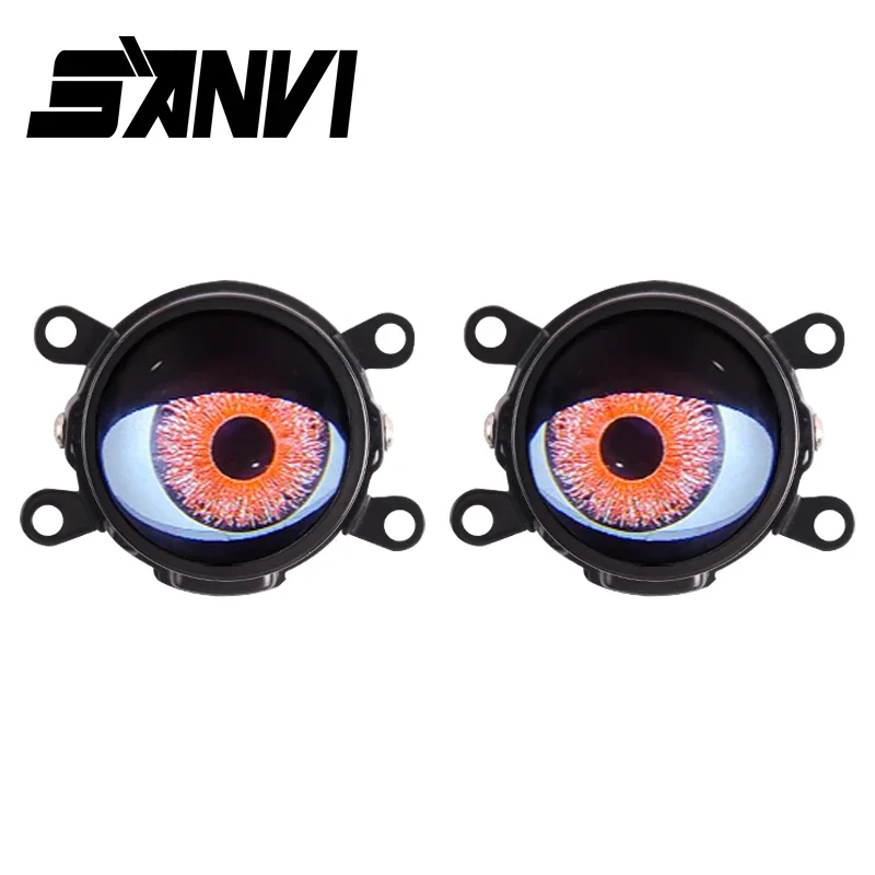 SANVI 2.5 Inch Headlight Lens Dynamic Demon Eyes Universal For Car Mototorcycle With WIFI Control Animation Modes Auto Accessory