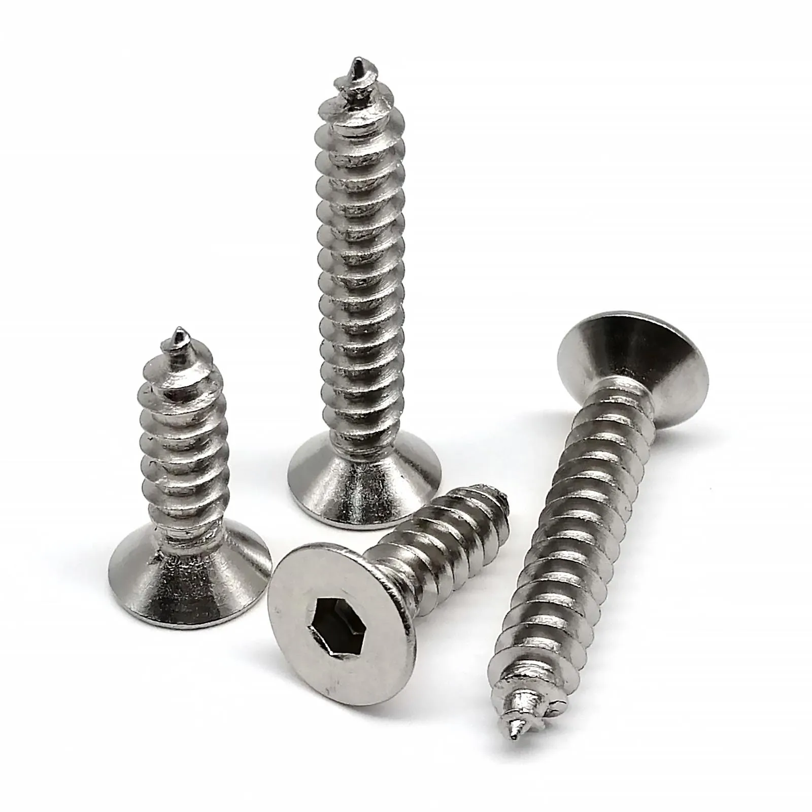 10/50X M2 M2.3 M2.6 M3 M4 M5 M6 A2-70 304 Stainless Steel Allen Hexagon Hex Socket Flat Countersunk Head Self Tapping Wood Screw