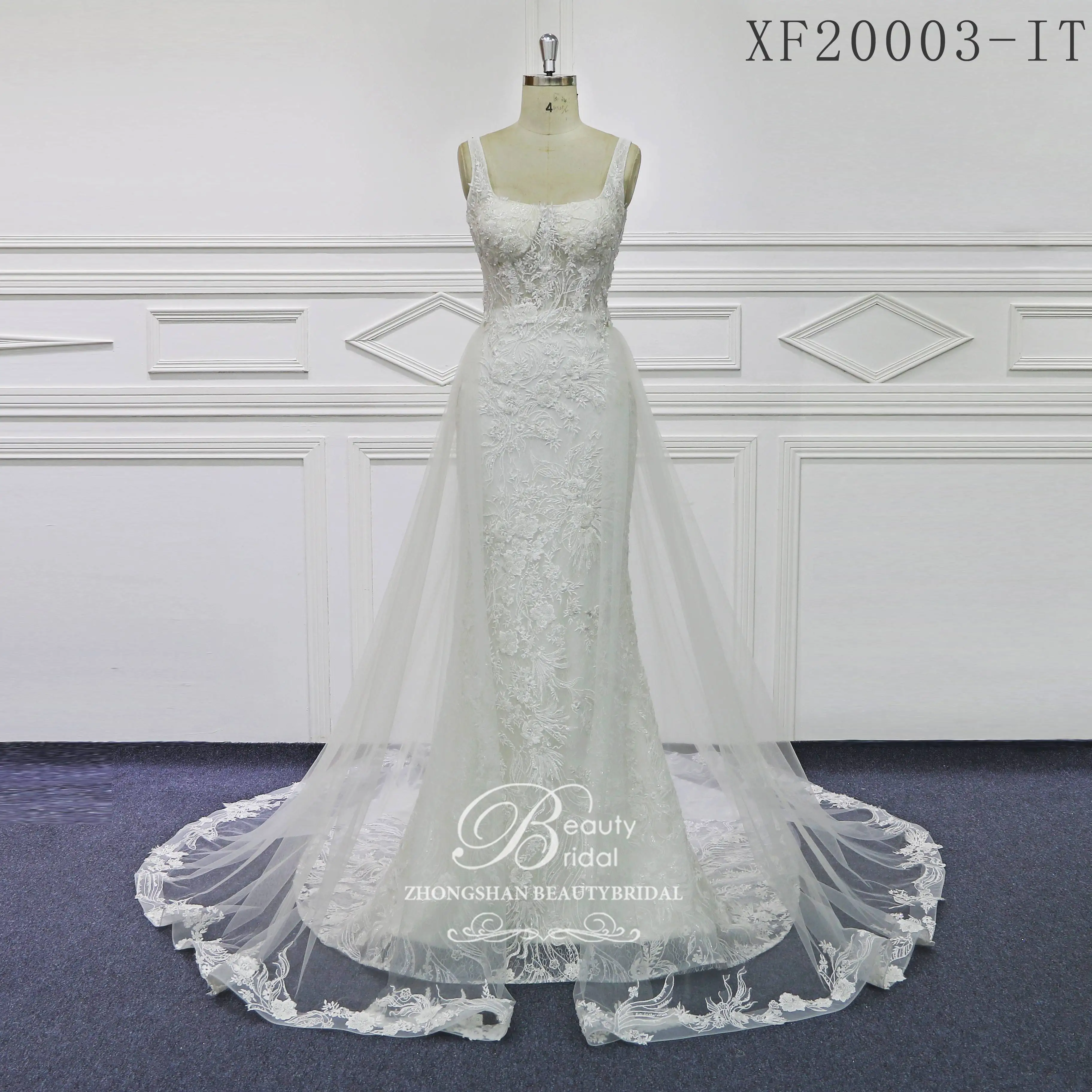 2023weddingdress sereia laço feito sob encomenda tribunal trem squarecollar clássico womandress nupcial árabe romântico xf20003 beautyfull