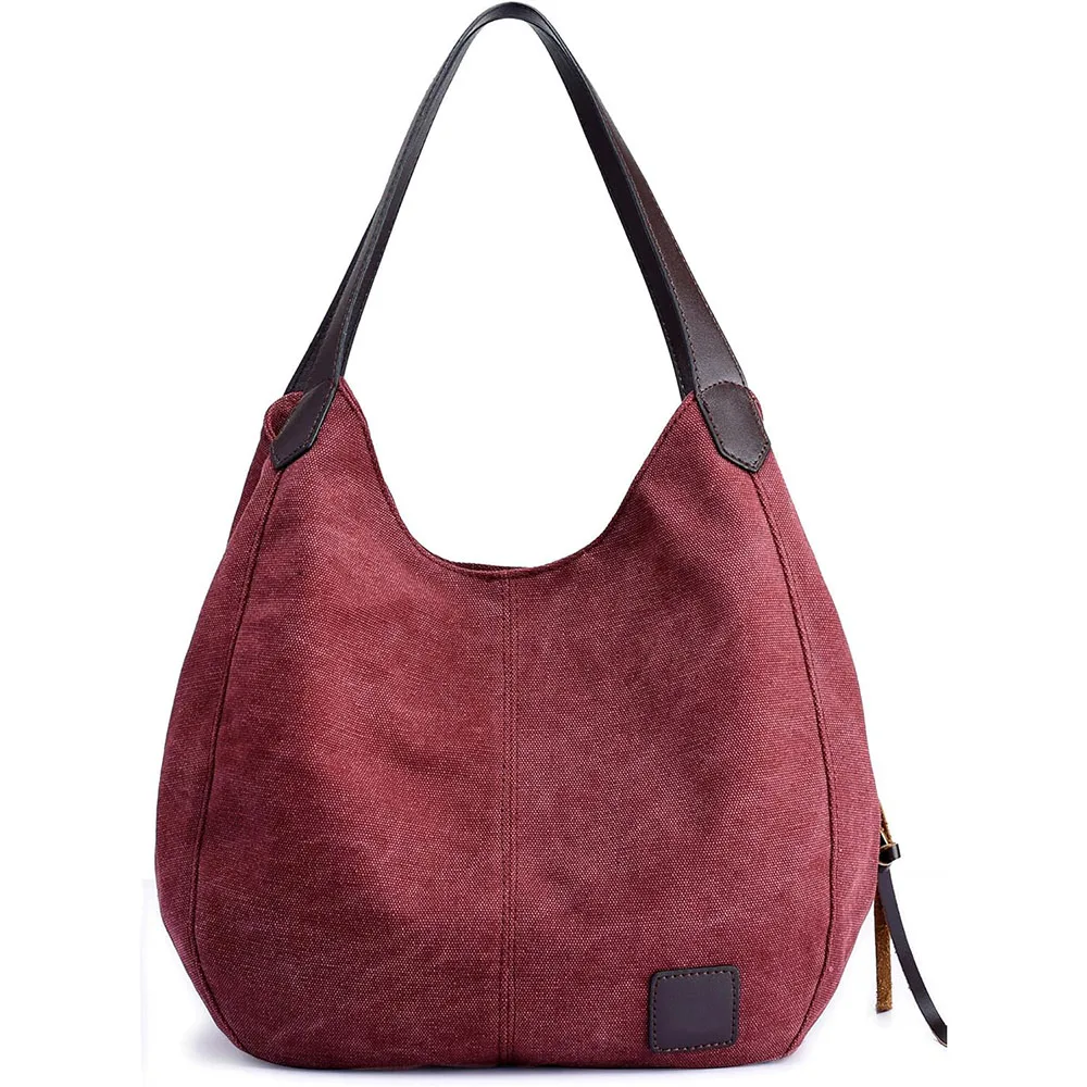 

Large Capacity Canvas Shoulder Bag Three Layer Pocket Daily Use Handbag Lady Shopping Totes Travel Hobo Bag Purse