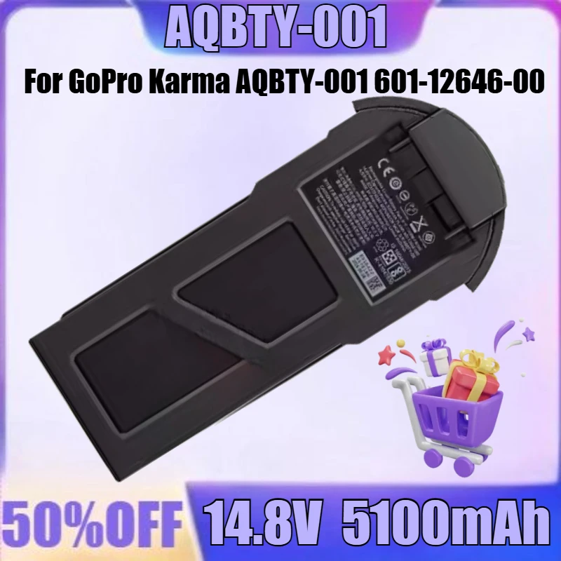 

New 601-12646-00 14.8V 5100mAh for GoPro Karma AQBTY-001 HERO5 BLACK Hero6 Unmanned Aerial Vehicle Battery