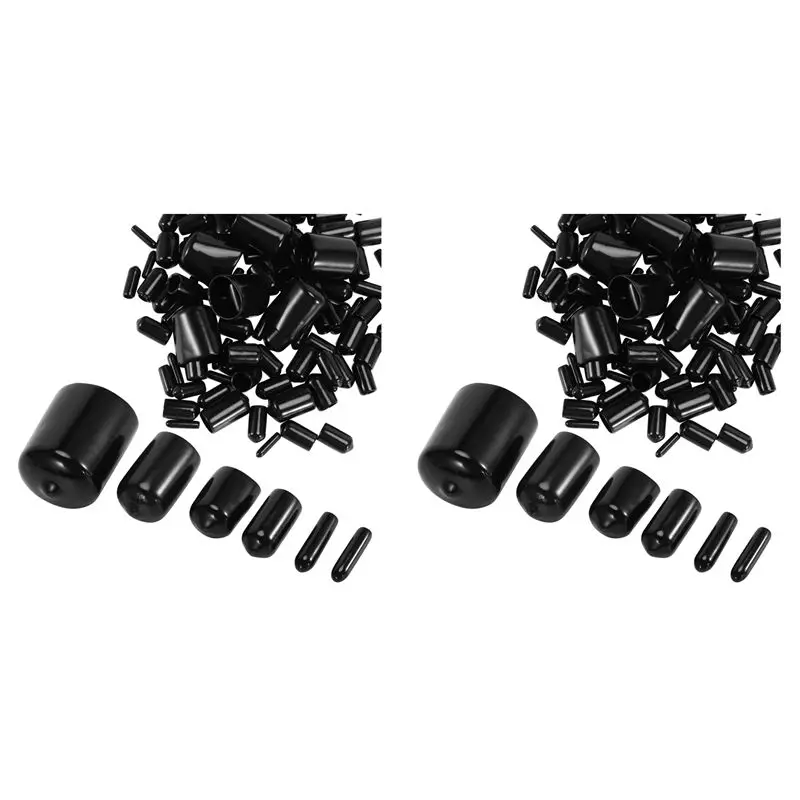 312 Pieces Of Vinyl Elastic End Cap Bolts Screws Rubber Thread Protection Safety Caps 9 Sizes 2/25 To 4/5 Inches (Black)-AT36