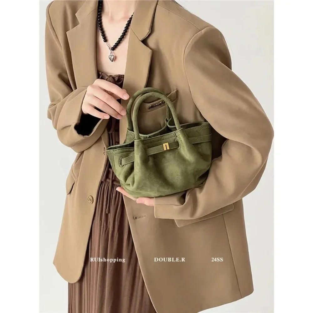 

2024 New Suede Leather Underarm Shoulder Bag For Women Fashion Mini Dumpling Handbag Design Commuter Crossbody Phone Tote Bags