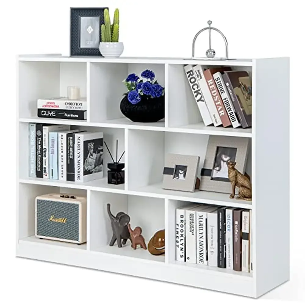 

Modern White 8-Cube Bookcase 3-Tier Open Bookshelf Display Cabinet Living Room Kid's Heavy Duty Wood Storage Organizer with