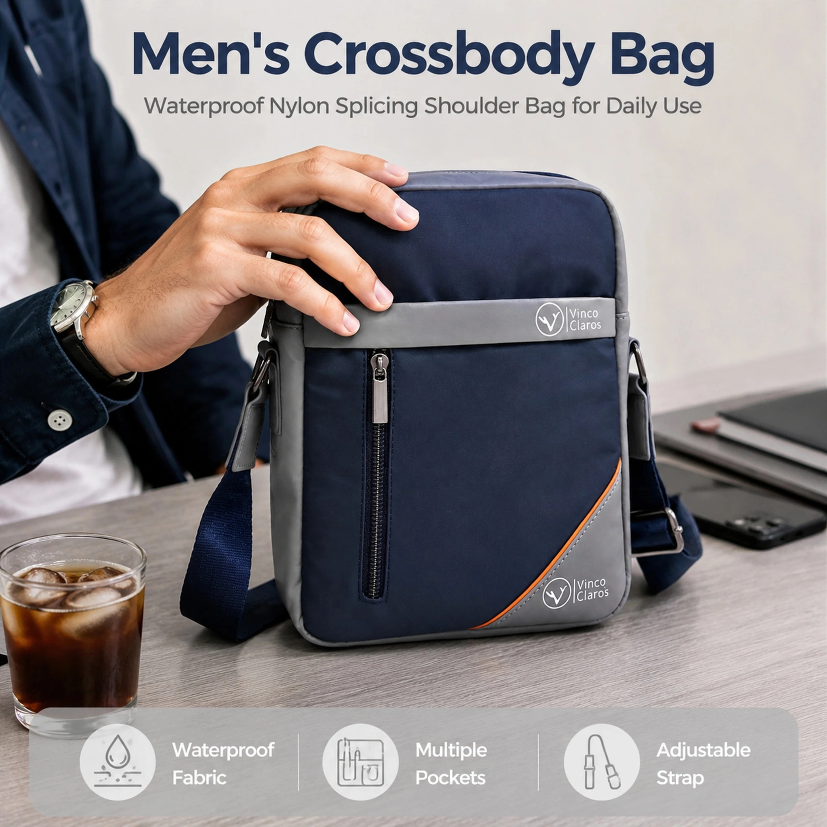 Fashion Men Crossbody Bag Business Casual Shoulder Bag Waterproof Nylon Sling Chest Bag Male Commute Travel Messenger Bag