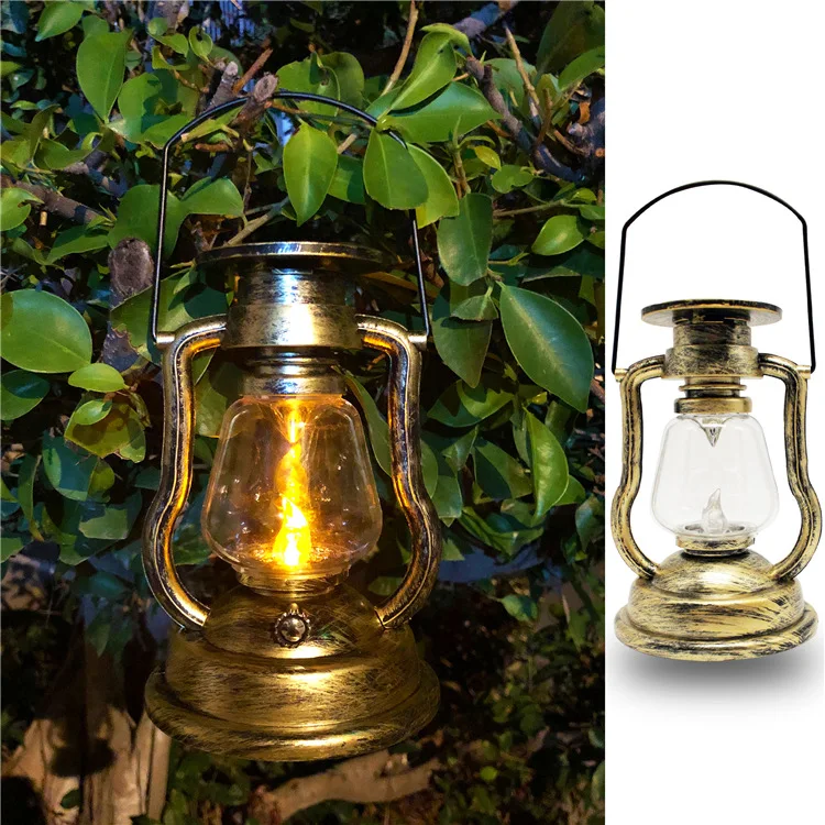 

Solar Powered Vintage Oil Lamp Retro Courtyard Garden Campsite Emergency Tent Light Iron Art Personalized Ornament Lantern